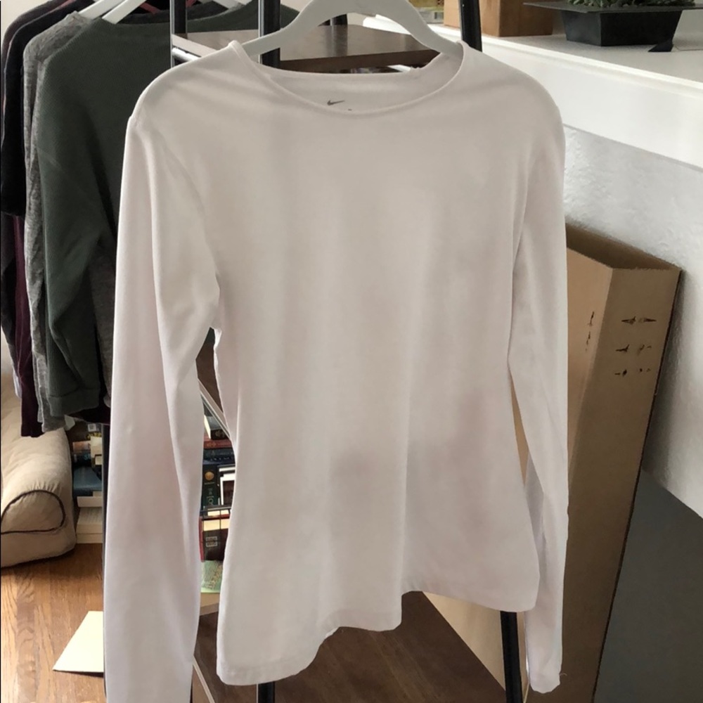 White nike running long sleeve